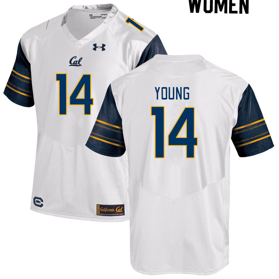 Women #14 Monroe Young California Golden Bears College Football Jerseys Stitched Sale-White - Click Image to Close